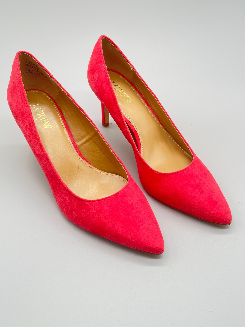 J. Crew faux suede classic heeled pumps. Style BJ248. PINK. 3” heels.